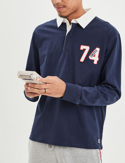 Polo manches longues Creeks bleu marine homme