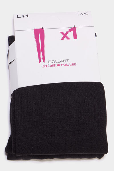 Collants int&eacute;rieur polaire noir femme