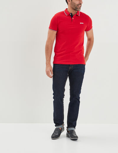 Polo avec broderie poitrine coton Creeks rouge homme