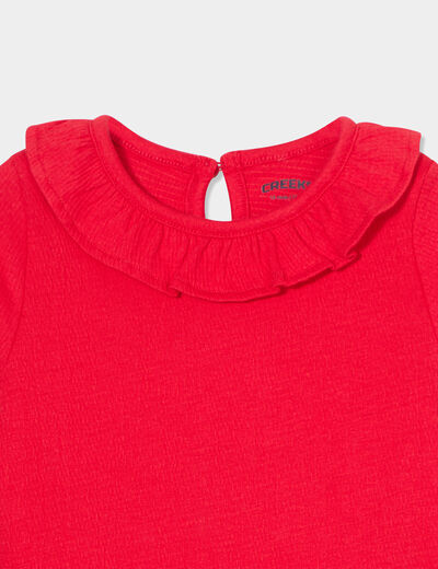 T-shirt col à volants coton Creeks rouge bébé fille