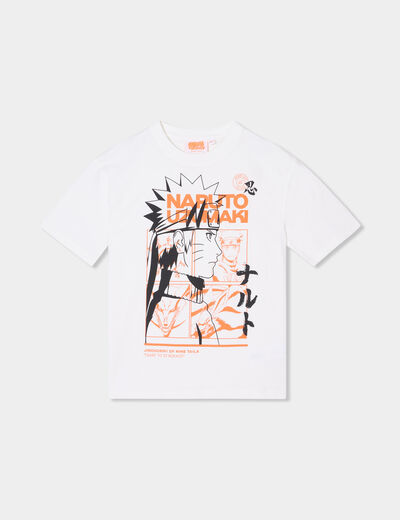T-shirt manches courtes coton Naruto ivoire garçon