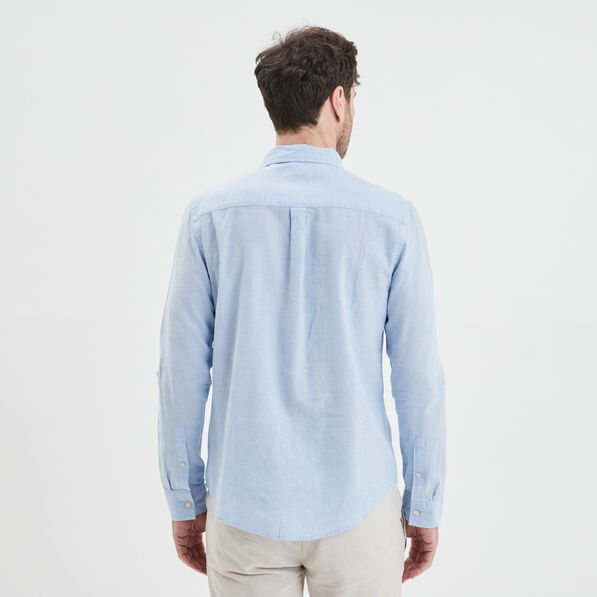 chemise manches longues lin melange bleu ciel homme Chemise manches longues lin mélangé bleu ciel homme