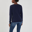 Gilet manches longues boutonné col rond bleu marine femme