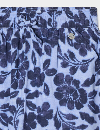 Pantalon fluide large taille élastiquée bleu fille