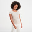 T-shirt coton col rond manches courtes beige femme