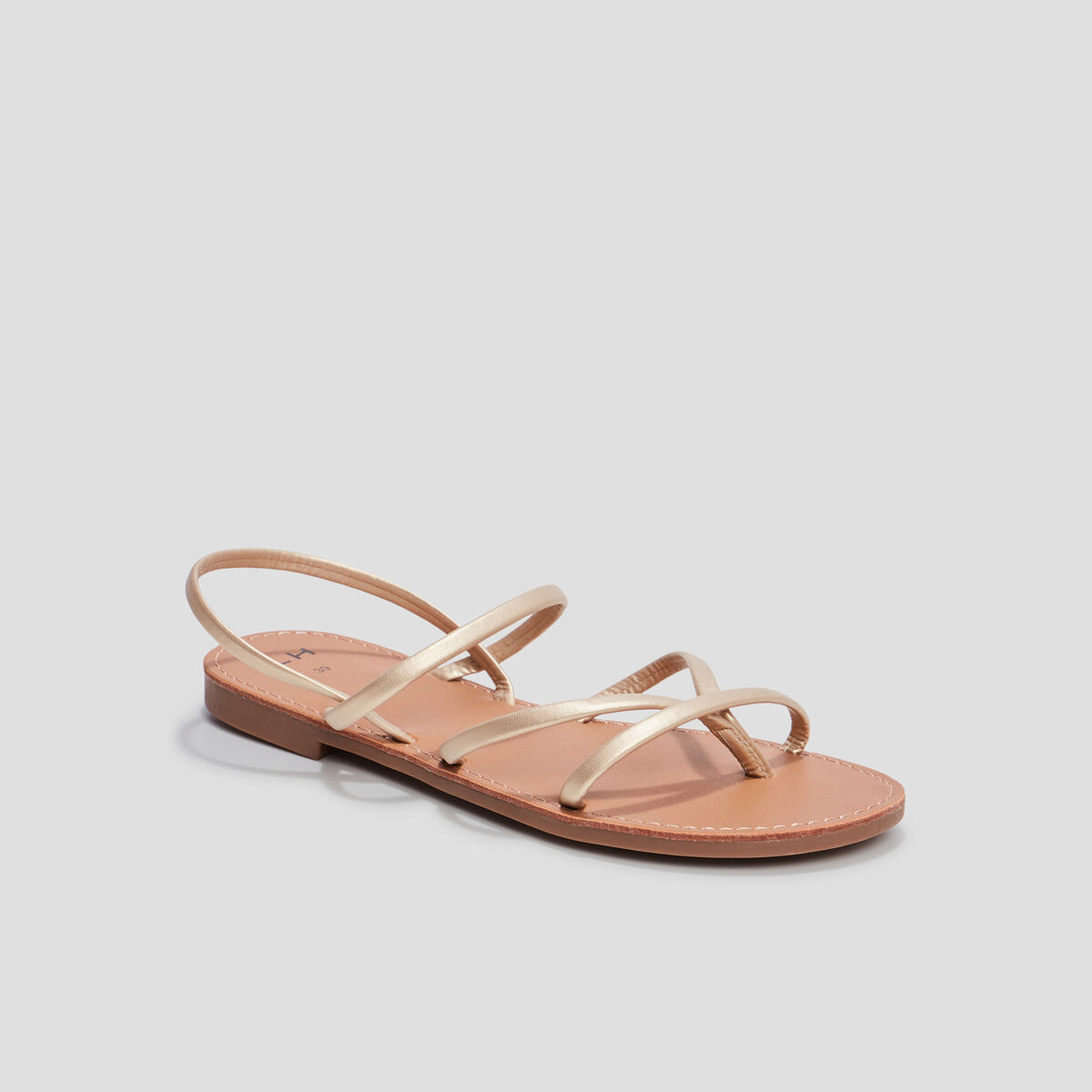 Sandales plates jaune or femme
