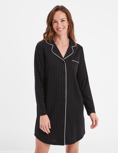 Liquette manches longues boutonnée noir femme