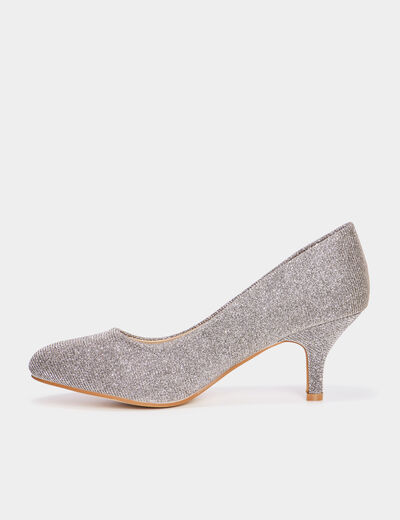 Escarpins à talons et paillettes gris argent femme