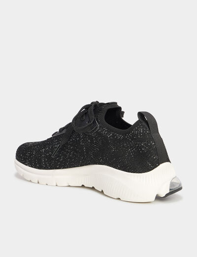 Baskets running à lacets noir femme