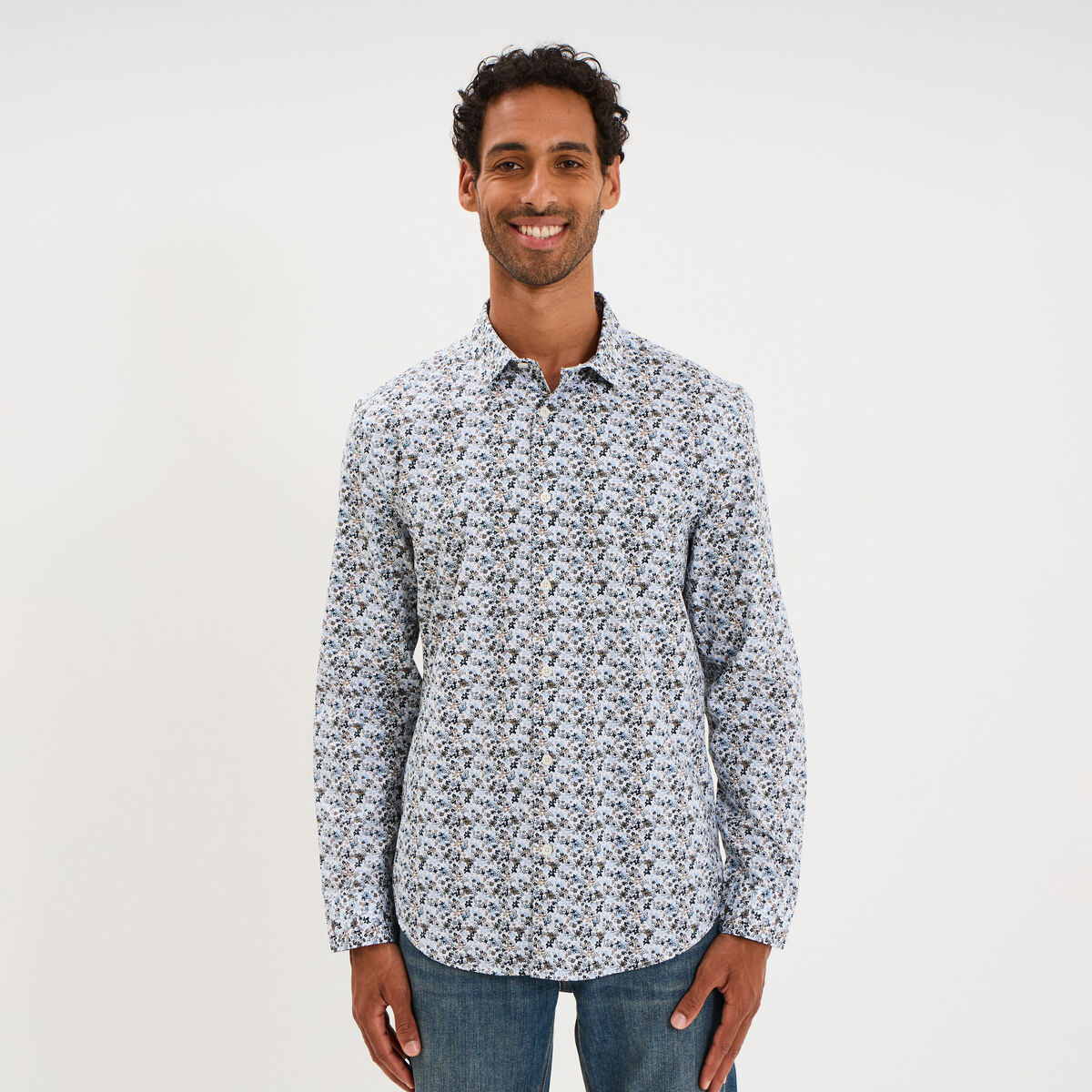 Chemise ajust&eacute;e manches longues multicolore homme