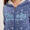 Gilet doubl&eacute; &agrave; capuche bleu gris fille