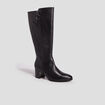 Bottes à talons en cuir noir femme