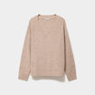 Pull droit sequins col V manches longues beige femme grande taille