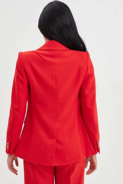 Veste blazer double boutonnage rouge femme