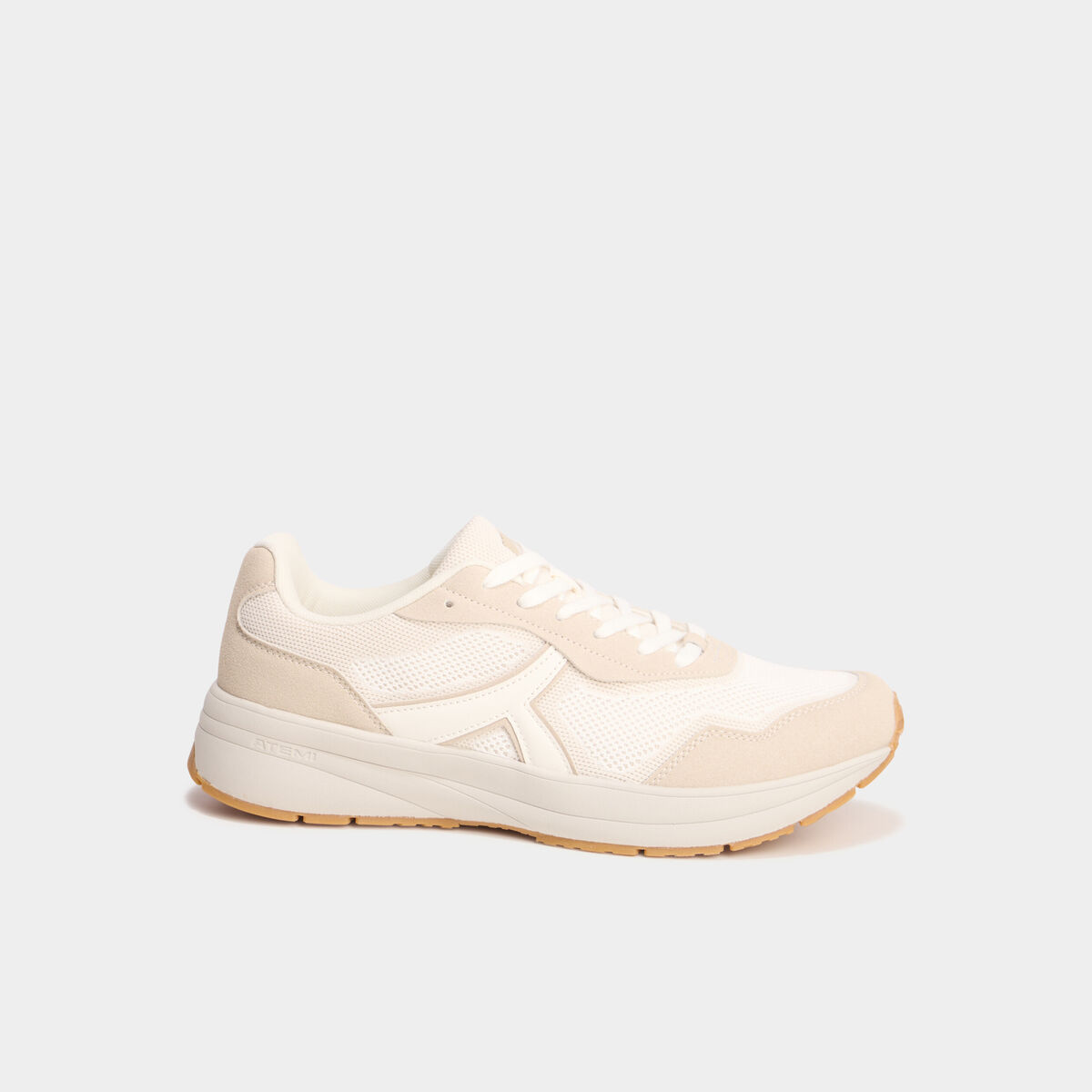 Baskets running de sport &agrave; lacets sable homme