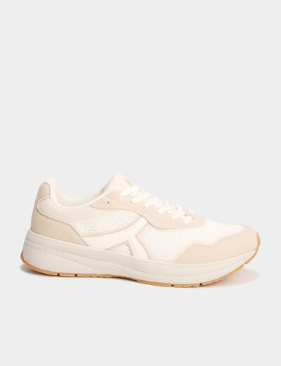 Baskets running de sport &agrave; lacets sable homme