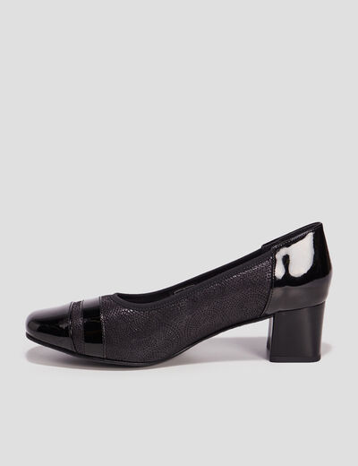 Escarpins à talons en cuir noir femme
