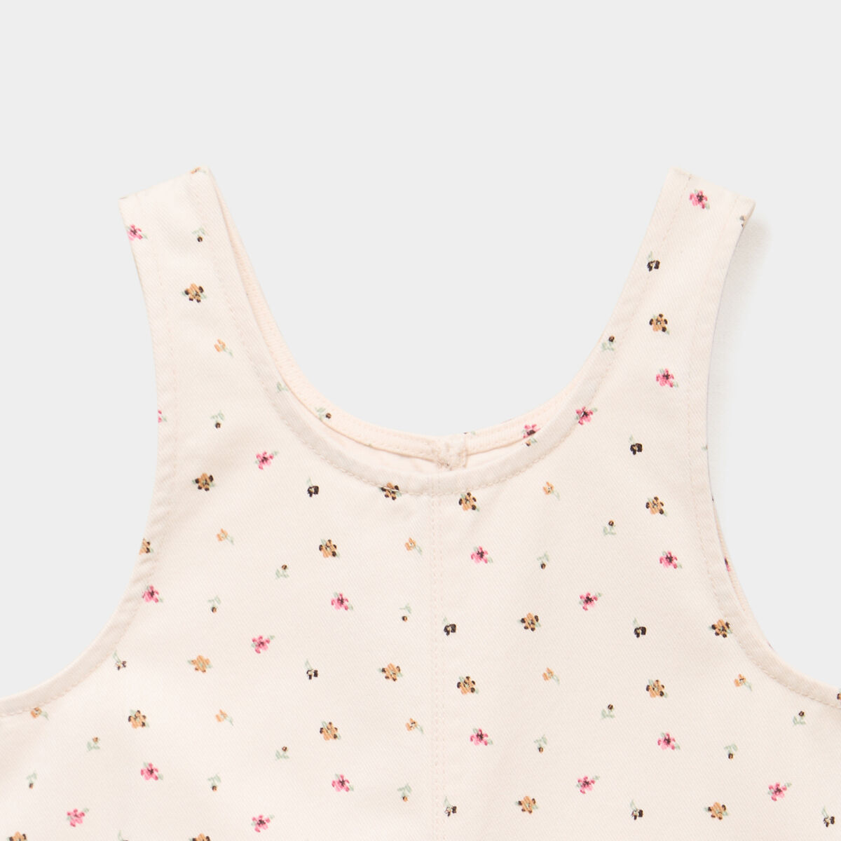 Robe chasuble courte sans manches coton beige fille