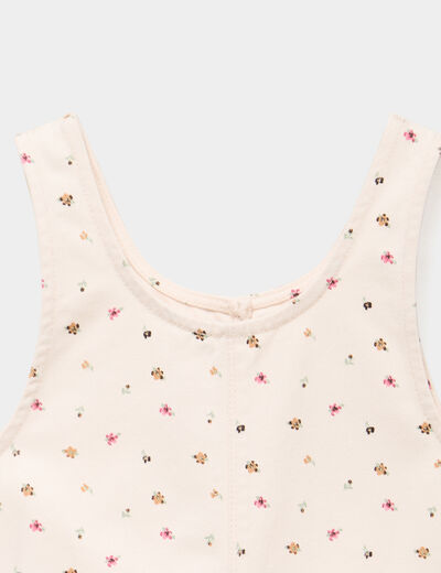 Robe chasuble courte sans manches coton beige fille