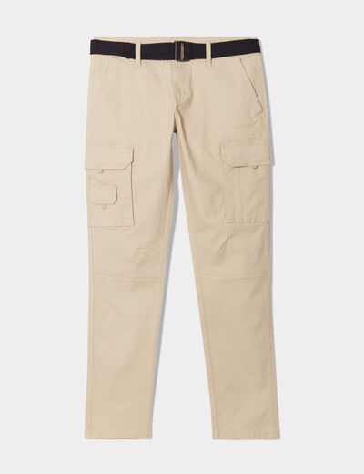 Pantalon cargo ceinturé Trappeur marron cognac homme