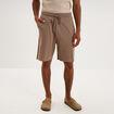 Bermuda textur&eacute; coupe droite coton marron homme