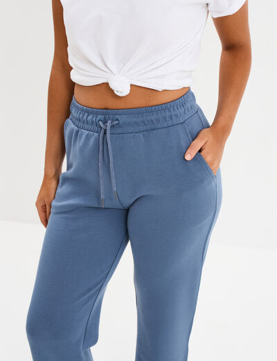 Pantalon de jogging large élastiqué bleu gris femme