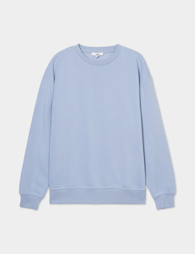 Sweat col rond manches longues bleu clair femme