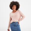 Pull col rond manches longues vieux rose femme