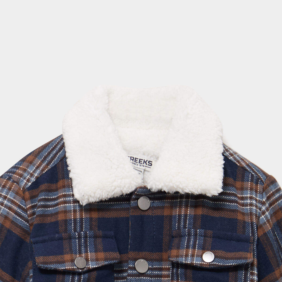 Veste doubl&eacute;e boutonn&eacute;e col aviateur bleu b&eacute;b&eacute; gar&ccedil;on