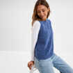 Pull sans manches col rond bleu femme