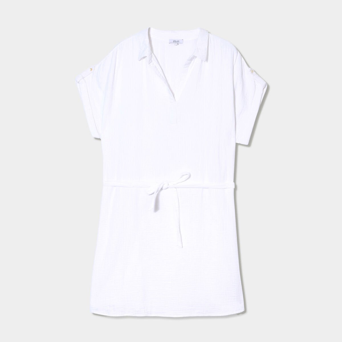 Robe manches courtes en gaze de coton blanc femme grande taille