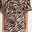 Robe longue fendue manches courtes ecru femme