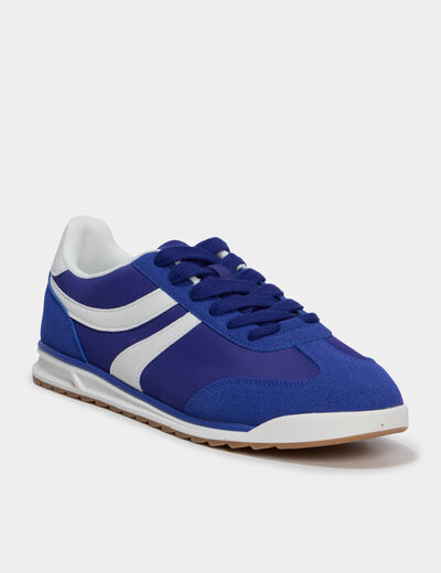 Tennis basses &agrave; lacets bleu homme