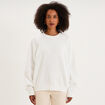 Sweat col rond oversize manches longues blanc femme