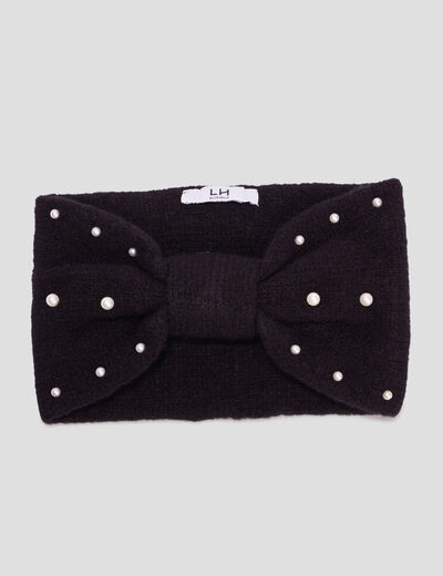 Bandeau avec perles noir femme