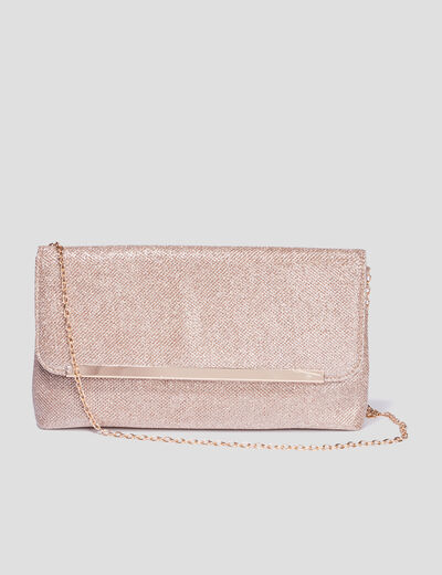 Sac pochette à paillettes couleur or femme