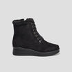 Bottines fourrées compensées pied large noir femme