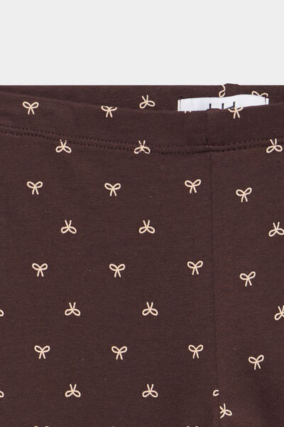 Legging taille &eacute;lastiqu&eacute;e coton marron fille