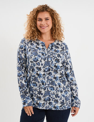 Chemise col mao Modavista blanc femme grande taille