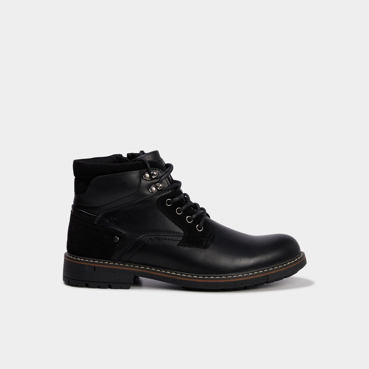 Bottines montantes zipp&eacute;es crant&eacute;es noir homme
