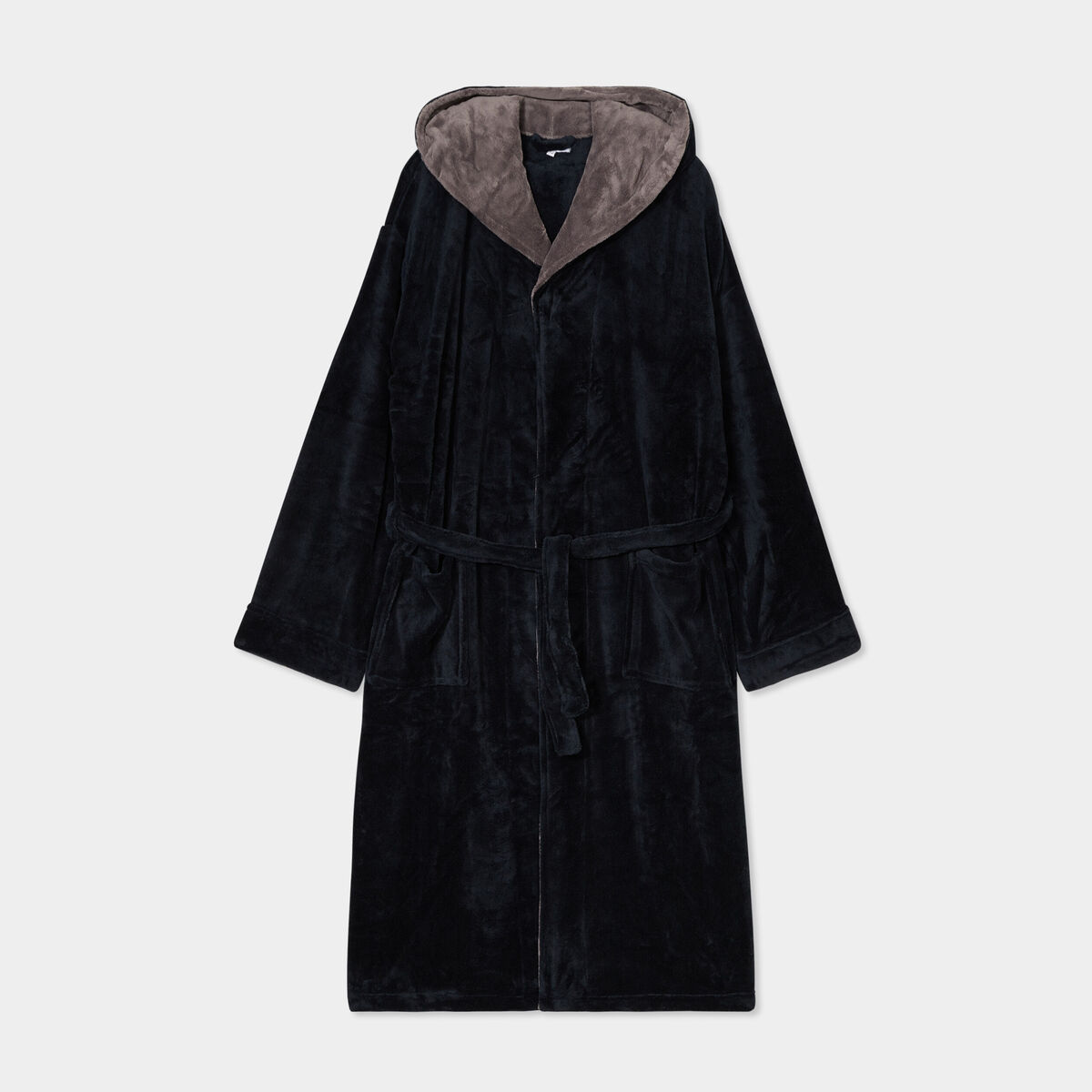 Peignoir long col châle noir homme