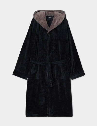 Peignoir long col châle noir homme