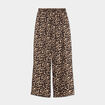 Pantalon large fluide taille &eacute;lastiqu&eacute;e beige femme