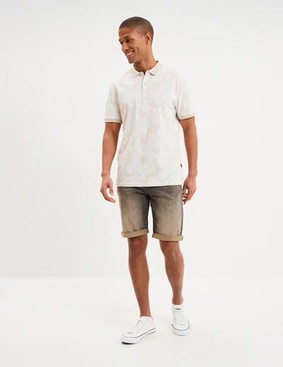 Polo jersey droit manches courtes coton gris homme