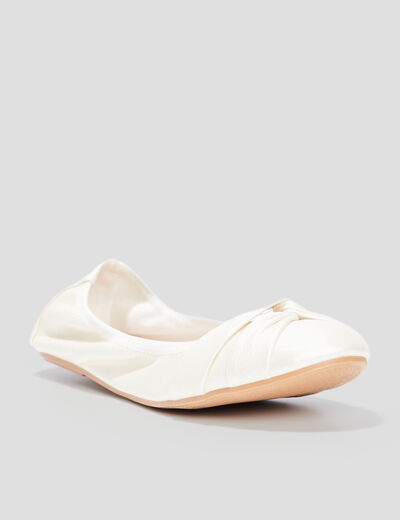 Ballerines effet nou&eacute; blanc femme