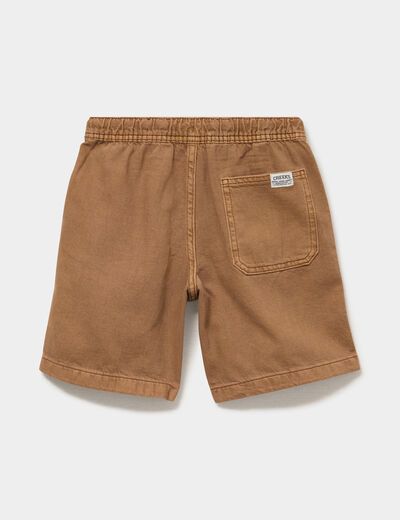 Bermuda regular taille &eacute;lastiqu&eacute;e coton marron fonc&eacute; gar&ccedil;on