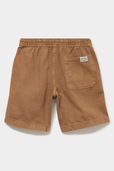 Bermuda regular taille &eacute;lastiqu&eacute;e coton marron fonc&eacute; gar&ccedil;on