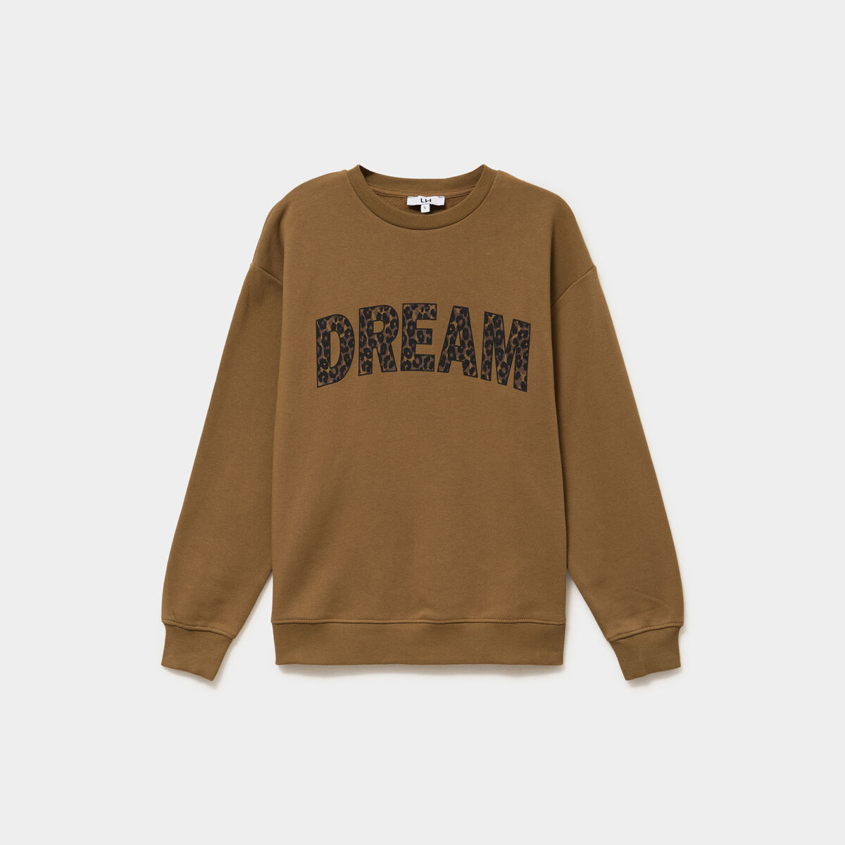 Sweat col rond manches longues beige femme