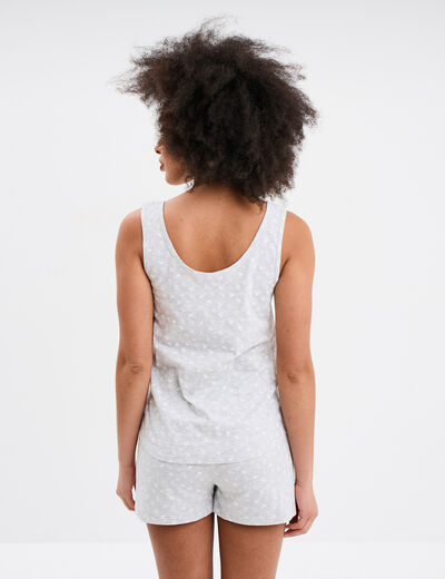 Ensemble pyjama short et débardeur coton gris clair femme