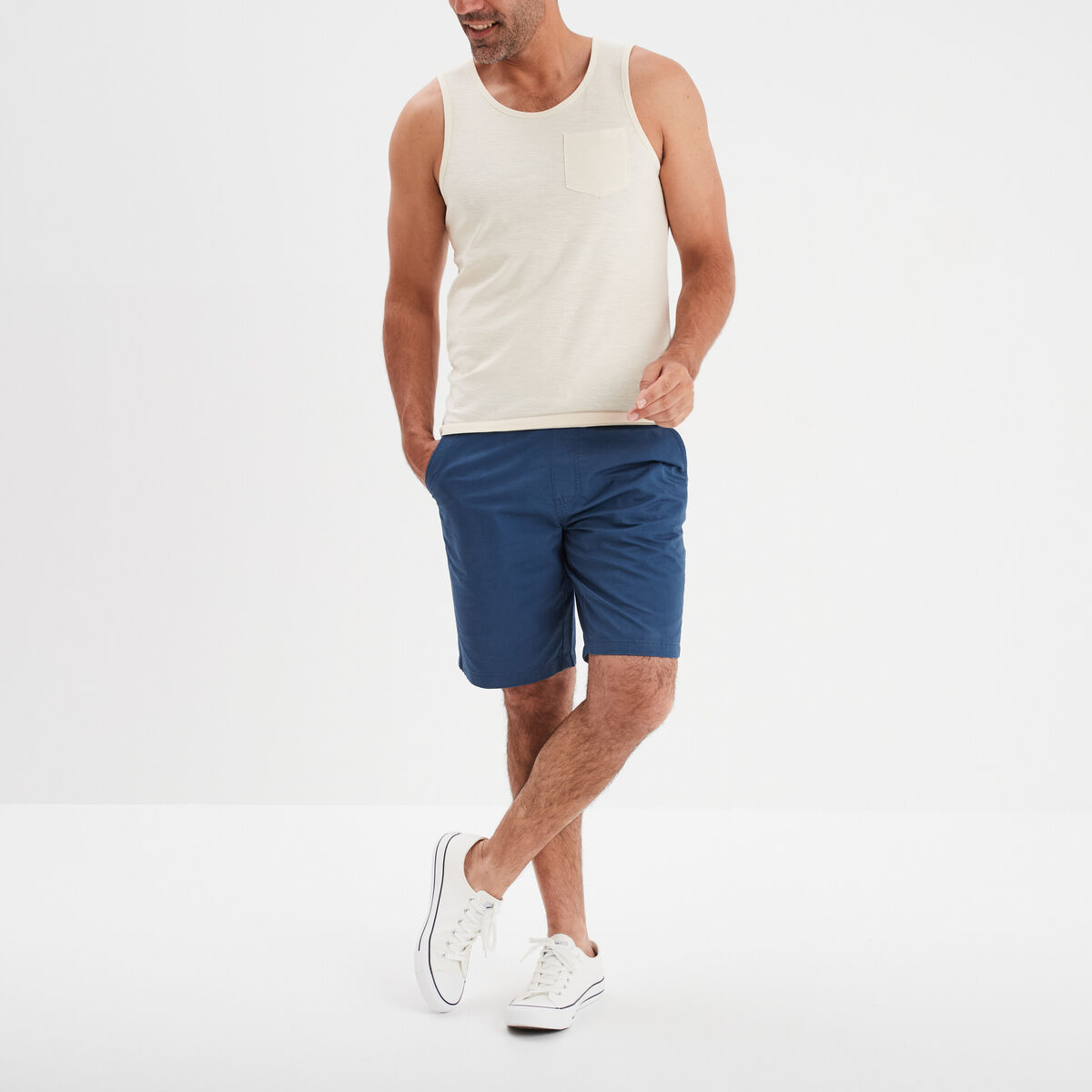 Débardeur droit 1 poche coton Creeks ecru homme